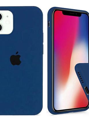 Чехол silicone full case для iphone 12 navy blue темно синий