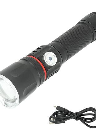 Светодиодный фонарь ручной xpe cob аккумуляторный usb ударопрочный черный алюминиевый сплав