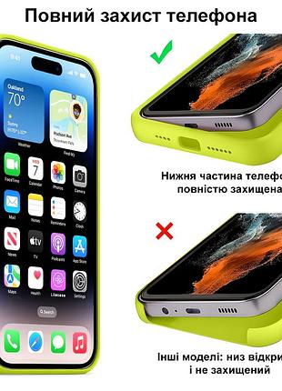 Чехол kassel silicone full case protective для iphone 15 pro max с микрофиброй ярко-зеленый shiny green 6