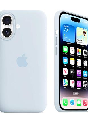 Чехол kassel silicone full case protective для iphone 16 с микрофиброй голубой mist blue