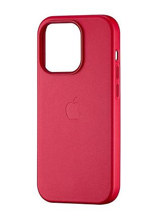 Чехол leather case magsafe противоударный для iphone 14 pro красный