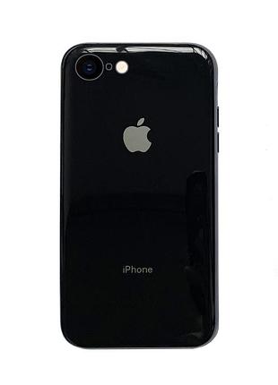 Чехол silicone glass case для iphone 7 (05) black черный