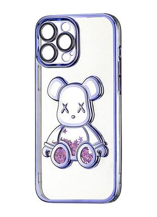 Чехол силиконовый с защитой камеры для iphone 13 pro max фиолетовый