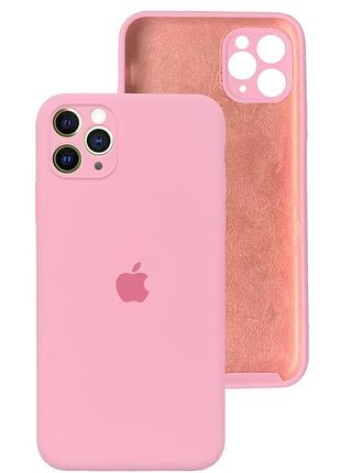 Чехол silicone case full camera protective для iphone 12 pro light pink розовый