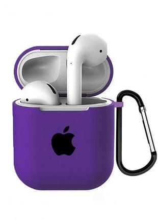 Чохол для airpods logo silicone case з карабіном (09) purple фіолетовий