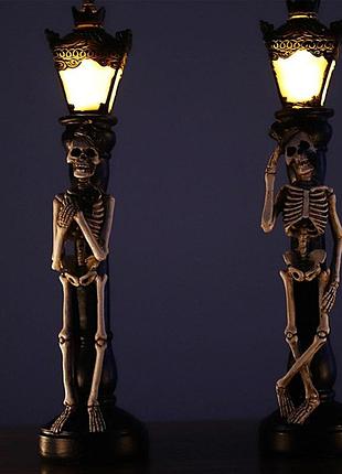 Ліхтар із скелетом led-підсвітка для декору інтер'єру стильний світильник 2 шт чорний 33х8 см
