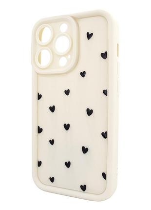 Чохол для iphone 13 pro pretty things білий із сердечками для захисту та стилю телефона