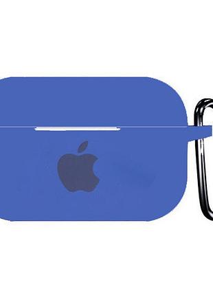 Чехол для airpods pro logo silicone case с карабином (45) navy blue синий