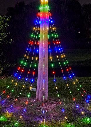Гірлянда кінський хвіст 2,5 м 20 ниток 500 led rgb для прикрашування ялинки