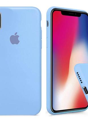 Чехол silicone full case для iphone x/xs lilac cream голубой