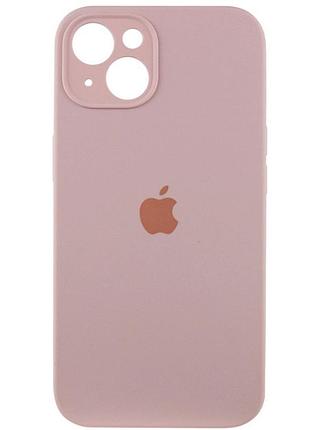 Чехол силиконовый противоударный для iphone 14 plus защита камеры розовый песок