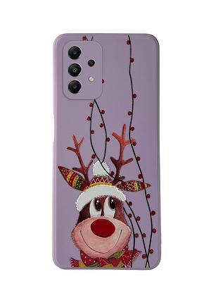 Чехол новогодний tpu для samsung a52 (10) олень рождество фиолетовый