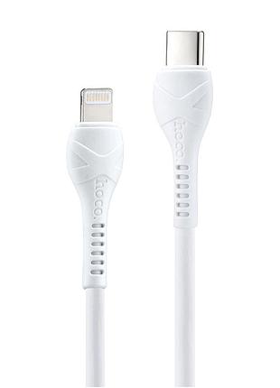 Кабель hoco x37 pd 2.4a type-c/lightning з пластиковим обплетенням для iphone білий 1.6 м
