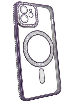 Чохол diamond shining case з magsafe для iphone 12 фіолетовий захисний аксесуар із блискітками