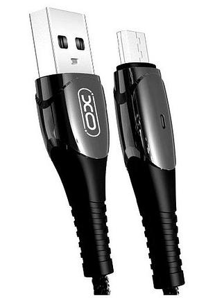 Кабель micro usb черный с автоматическим отключением и smart chipset для зарядки 2.4a xo