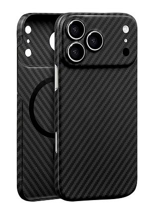 Чехол pc carbon magsafe противоударный для iphone 17 pro max черный