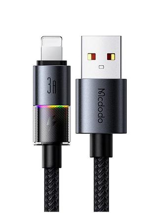 Кабель mcdodo usb-a to lightning 1.2м чорний із 7 кольоровими вогнями