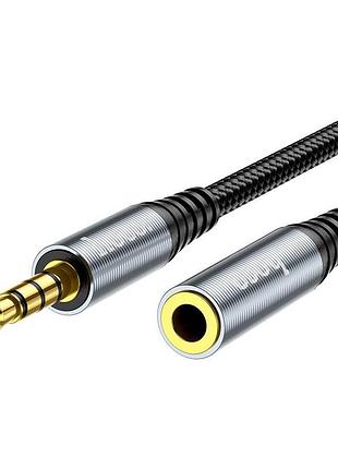 Кабель hoco upa20 3.5mm аудио удлинитель металл серый 1м мужской-женский