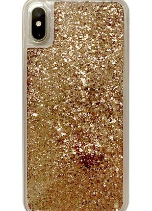 Чехол silicone с блестками для iphone xs max (03) gold золотой