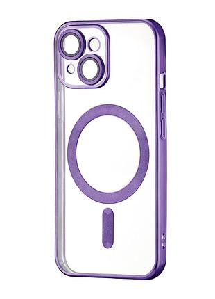 Чохол силіконовий ductil metallic edge з magsafe захист камери для iphone 14 фіолетовий