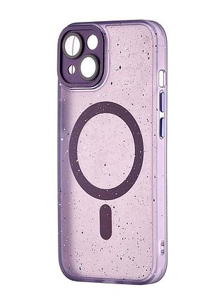 Чехол силиконовый противоударный magsafe для iphone 14 фиолетовый splatter