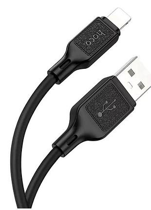 Кабель hoco x90 силіконовий 2.4a для lightning чорний