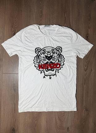 Біла футболка kenzo tiger розмір м-l