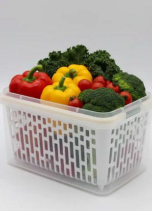 Контейнер для хранения продуктов 2,1 л прямоугольный пластиковый герметичный прозрачный для холодильника
