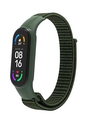 Ремешок силиконовый противоударный для mi band 3/4/5/6/7 темно-оливковый