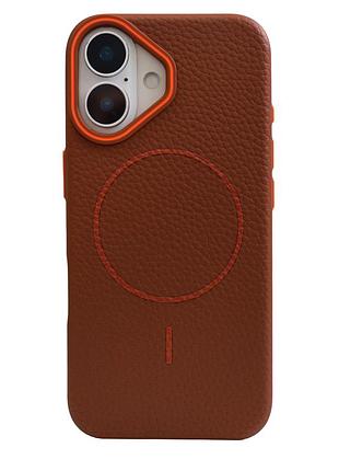Чохол grain silicone magsafe для iphone 16 стильний захисний аксесуар кольору saddle brown
