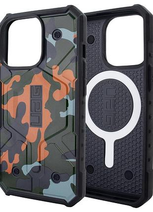 Чехол uag magsafe противоударный для iphone 14 pro max камуфляж orange-green