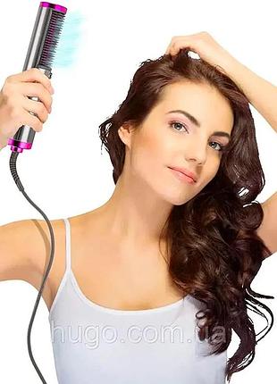 Фен расческа 2в1 800w 220в hot air brush dl181 с функцией выпрямления серый