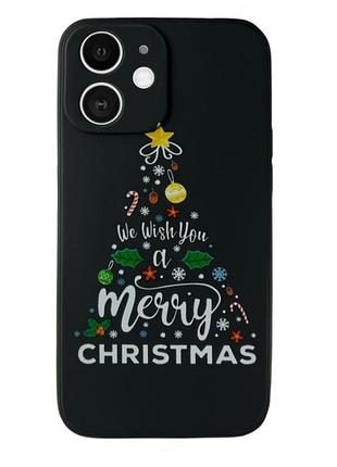 Чехол новогодний premium для iphone 11 (07) merry christmas tree черный