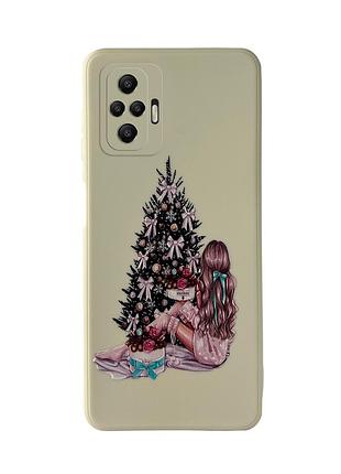 Чохол новорічний tpu для xiaomi redmi note 10 (11) дівчинка новий рік білий