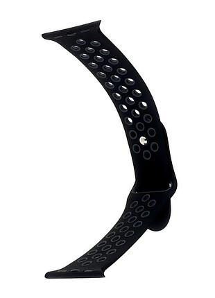 Ремешок apple watch силикон черный с серым для моделей 38-41 мм