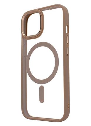 Чехол crystal guard magsafe для iphone 13 золотой защитный аксессуар с поддержкой беспроводной зарядки