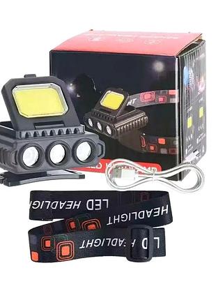 Налобний ліхтар акумуляторний 5 вт usb type-c водонепроникний чорний x-bail pro 801