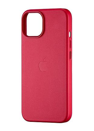 Чехол leather case magsafe противоударный для iphone 14 красный