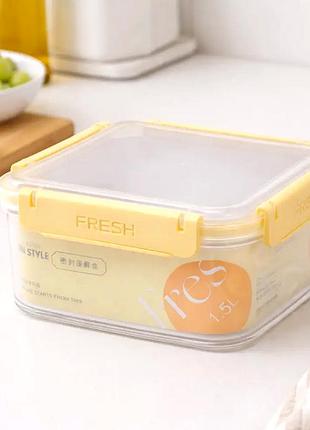 Герметичный квадратный контейнер 1,5л 17,5x17,5x8см для хранения продуктов fresh