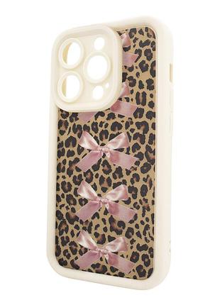 Чехол для iphone 13 pro max pretty things leopard и бантики для защиты и стиля телефона