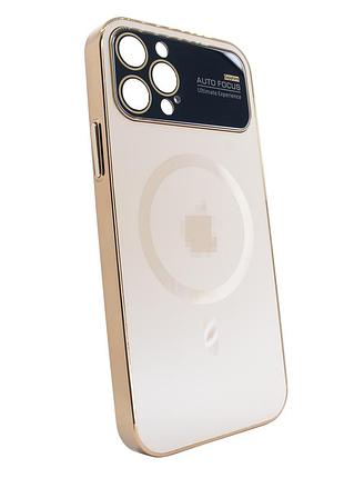 Чехол для iphone 14 pro max magsafe защитный с линзами камеры цвет шампань золото для стильной защиты