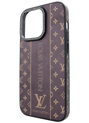 Чехол branded case для iphone 14 pro max защитный аксессуар из кожи лв коричневый