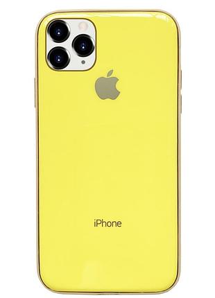 Чохол silicone glass case для iphone 11 pro max (11) yellow жовтий