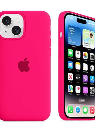 Чохол kassel silicone full case protective для iphone 15 з мікрофіброю яскраво-рожевий shiny pink