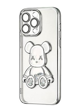 Чехол силиконовый противоударный для iphone 14 pro max защита камеры серебро