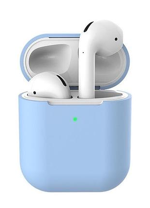 Чехол silicone case soft для airpods lilac (13) голубой