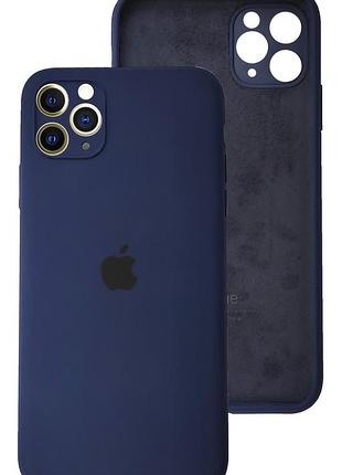 Чохол silicone case full camera protective для iphone 12 pro dark blue темно-синій