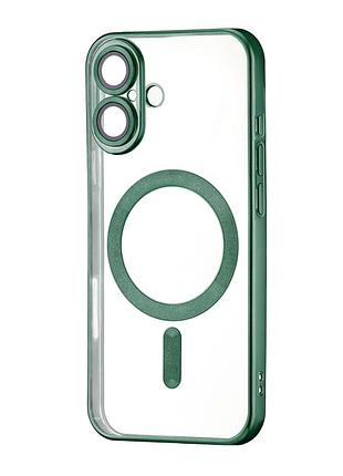 Чехол силиконовый ductil metallic edge с magsafe защита камеры для iphone 16 темно-зеленый