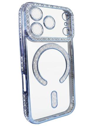 Чехол diamond shining с magsafe для iphone 17 pro max синий защитный аксессуар для стильного дизайна
