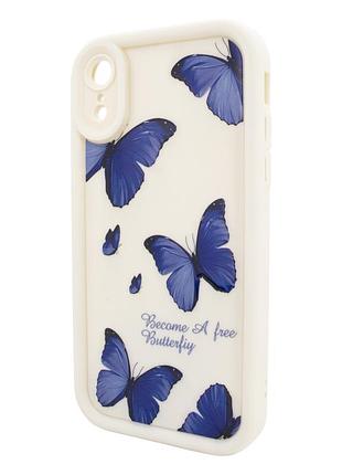 Чохол для iphone xr pretty things захисний аксесуар із малюнком метеликів білий